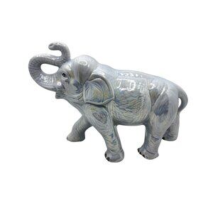 Vintage Porcelain Lusterware Iridescent Good Luck Elephant Figurine